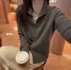 Nuevo cárdigan 100% lana para mujer, de cuello alto, otoño e invierno, estilo corto, de manga larga, de un solo botón, suéter holgado de cachemira, prenda base
