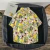 Camisa informal de verano de manga corta con estampado de hojas personalizadas para hombre, ropa de protección solar, estilo coreano, moderna, holgada, con estampado floral