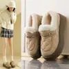 Mocasines de Felpa Gruesos Estilo Chanel para Mujer Invierno 2026 Nuevos Zapatos de Algodón Cálidos Antideslizantes con Plataforma Aumentada