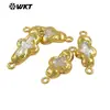 Wt-Pc018 Pequeño y Exquisito Colgante Conector con Forma de Cruz de Perla Natural de Agua Dulce Chapado en Oro de 18 Quilates Accesorio de Joyería