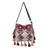 Bolso Bohemio de Borlas de Gran Capacidad 2026 Verano Nuevo Estilo Étnico Coreano Nicho Bolso Cruzado de Hombro Único para Mujer
