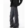 Calças cargo plissadas estilo americano, calças parachute retas estilo hip-hop, estilo de dança de rua retrô, calças compridas casuais masculinas, novo design moderno