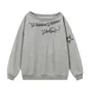 Moletom Americano Hot Girl com Ombro Caído Feminino Outono e Inverno Novo Design Solto Casual Estilo Preguiçoso Nicho Manga Longa