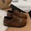 Edición Piel de Vaca Hebilla Punta Redonda Con Cordones Zapatos Mary Jane Mujer Más Terciopelo Cálidos Dos Vías Birkenstock Zapatos Pequeños de Cuero Mocasines