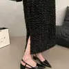 Sandalias abiertas de piel suave color vino tinto para mujer 2026 Verano Nuevo Estilo Retro Puntera Puntiaguda Charol Tacón Medio Tacón Bajo Zapatos para Mujer Tacón Fino