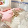 Nuevo juego de ropa de cama de tres piezas 100% algodón para camas individuales de dormitorios universitarios, sábanas y sábanas bajeras de algodón puro para uso en el campus