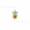Brincos de liga de titânio F136, pequenos studs de osso da orelha de flor de cerejeira, cravejados com zircônia 5A, estilo pino, joia para piercing corporal de titânio G23