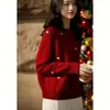 Suéter Pulôver com Bordado de Coração Fresco Estilo Doce Gola Redonda para Mulheres Outono e Inverno Novo Solto Macio Tricô Top