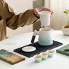 Juego de té de viaje portátil de cerámica para una persona, ideal para exteriores, tetera de gran capacidad con degradado y tres tazas.