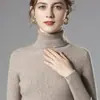 Suéter de invierno para mujer con cuello alto, corte ajustado, engrosado, nuevo y elegante estilo corto 2026, jersey de punto de manga larga, camiseta base