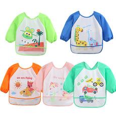 Nueva ropa impermeable de tela para niños, de manga larga, para uso inverso, ropa impermeable para comer, mono de bebé para otoño e invierno, ropa para pintar