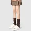 Meias de Tricô para Pés Femininas Primavera e Outono Jk Meias Brancas Empilháveis Y2K Cano Longo Manga de Panturrilha Lolita Bola de Pelo Meias com Renda