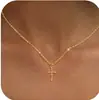 Exquisito Collar de Cruz Europeo y Americano Transfronterizo para Mujer Chapado en Oro de 14K Moda en Capas Colgante de Alta Gama