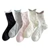 Calcetines finos de lunares de verano para mujer, calcetines de media pantorrilla, calcetines holgados estilo ballet, calcetines largos de malla con lunares blancos