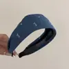 Diadema de Mezclilla Bordada con Lazo Moda Estilo Coreano Versión Ancha Pinza de Presión de Corona Alta de Gama Accesorio para el Cabello para Salir a Diario