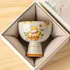 Taza de Té Cerámica con Pie Alto y Esmalte de Ceniza para Uso Doméstico, Diseño Lindo de Perro de la Fortuna, Adecuada para Niñas, Tazas para Invitados y Anfitriones, Taza Individual para Preparar Té, Juego de Té Kung Fu