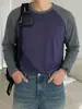 Camiseta de manga raglán con bloques de color para hombre, un atuendo sencillo, elegante y casual para el día a día, perfecta como camiseta de manga larga para otoño