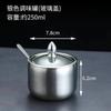 Frasco de condimento de acero inoxidable 304 estilo coreano transfronterizo, frasco para aceite, sal, salsa de chile para cocina con cuchara, caja de condimentos, frasco dorado creativo