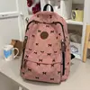 Mochila de Moda Estilo Coreano Pana Diseño de Nicho Lindo Dulce Lazo Bolsa Escolar para Estudiante Mochila Casual para Mujer