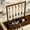 Suporte de Pincel de Caligrafia em Madeira Maciça Cabide de Pincéis Suporte Estilo Chinês Pendurado Retro Descanso para Pincel de Caligrafia Cabide Quatro Tesouros do Estudo Feltro