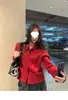 Mermaid_Otoño e Invierno de Gama Alta Suave Cera Tejido Solapa Tricolor Polo Cardigan Chaqueta Suéter para Mujer