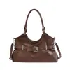 Bolso con cinturón de cuero minimalista de nicho decorado 2026 nuevo bolso de un solo hombro bolso de mano de moda bolso cruzado bolso de mujer de gran capacidad