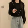 Suéter retro de cuello redondo y manga larga para mujer Primavera y Otoño 2023 nuevo diseño de suéter sentido de diseño nicho top ajustado moda