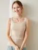 Suéter de cachemira pura para mujer con escote cuadrado, top interior sin mangas, diseño ajustado, suave y amigable con la piel, se puede usar como capa exterior