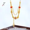 Collar y pulsera de cubo de azúcar con forma de cintura pequeña, con incrustaciones de diamantes, chapado en oro de 24 quilates, resistente al color, inspirado en la dopamina; cadena de clavícula de borla lujosa y de alta gama