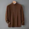 Cardigan Masculino de Tricô Lã Pura Tamanho Plus Size Jacquard Espiga de Trigo Roupa de Fora para Negócios Casual Espessado Gola Alta Cardigan com Zíper