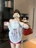 Camiseta Blanca de Manga Larga con Estampado de Lazo de un Solo Hombro para Mujer, Primavera Casual, Delgada, Protector Solar, Cubre-Ropa, Cordón, Holgada