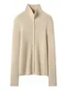 Nuevo Suéter de Cachemir 35% Color Puro Otoño/Invierno para Mujer, Cuello Medio Alto, de Botones, Ajustado, Cárdigan de Punto, Prenda Base