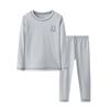 Ropa de casa para padres e hijos otoño e invierno niños espiga cálida ropa interior térmica color liso cuello redondo pijama ropa de otoño traje de pantalones largos