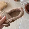 Zapatos Birkenstock con forro de felpa para niñas, cálidos de invierno, zapatos dobles de algodón y pelo, suela suave, zapatos de cuero para niñas, zapatos de conducción para niños, modernos