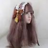 Fofa Estilo Japonês Menina Doce Lolita Menina Coração Borla Faixa de Cabelo Doce Lolita Feito à Mão Renda Laço Acessórios de Cabelo