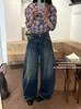 Su Xinlan / YOUMO Colección Otoño Estilo Perezoso Retro Jeans Lavados Sueltos Adelgazantes Forma de Guadaña 39032 con Cinturón