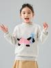 Suéter 100% Lana Infantil Cuello Alto Medio Espesado Dibujo Animado Cachorro Suéter Tops para Niños y Niñas Suéter Cálido de Lana