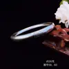 Plata de Ley 999 Pie de Plata Abierto Hueco Pulido Plata Pulsera Cerrada Pulsera Gruesa y Rugosa para Mujer Celebridad de Internet Pulida