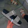 Comércio exterior plus size sapatos femininos verão Nova cor de fundo grosso Diamante Chinelos de praia moda sandálias casuais das mulheres transfronteiriças