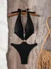 Traje de Banho Peça Única Sexy Novo para Mulheres, Verão 2027, Europeu e Americano, Transfronteiriço, Cor Sólida, Design Vazado, Emagrecedor, Roupa de Banho para Férias na Praia
