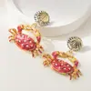 Joias He Ming: Novos brincos pendentes de moda estilo coreano transfronteiriços com tema oceânico de caranguejo e estrela-do-mar, adequados para uso diário, brincos femininos