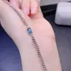 Pulseira de Topázio Azul Puro Natural Tamanho da Pedra Principal: Prata 925 com Incrustação de Precisão 4*6mm