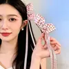 Dulce Pasador de Pinza de Plátano con Lazo de Pedrería y Lunares Estilo Ballet para Mujer, Accesorio para el Cabello para Cola de Caballo Alta para Primavera