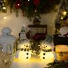 Venta Caliente Transfronteriza Arreglo de Ambiente Navideño Adornos de Nieve de Invierno Muñeco con Gorro de Punto Verde Navideño con Luz