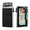 Cartera metálica con clip de aleación de aluminio ultradelgada, cartera ultradelgada para bolsillo delantero con ventana para identificación, tarjetero emergente para tarjetas de crédito para hombre