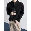 Camiseta Henley de manga longa texturizada estilo americano para rua masculina, nova coleção de outono, top estiloso e casual