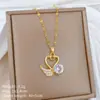 [Aço Titânio] Pato Mandarim do Amor Brincando na Água Cheio de Diamantes, Lindo Colar Cheio de Diamantes Feminino Mais Fácil de Combinar Corrente para Clavícula Corrente de Aço Titânio