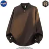 Moletom de Manga Longa de Alta Qualidade Co-Branded NASA para Homens, Casual Solto para Primavera e Outono, Design de Tamanho Grande, Top Tendência