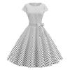 [Foto real no local] Novo Lançamento Quente da Amazon Vestido Feminino Estampado Grande Fluido Estilo Hepburn Vestido Vintage Anos 50