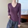 Suéter de punto con cuello en V para mujer, nuevo estilo otoño 2026, corte ajustado, se puede usar como capa interior o exterior, cuello de cisne, suéter elegante